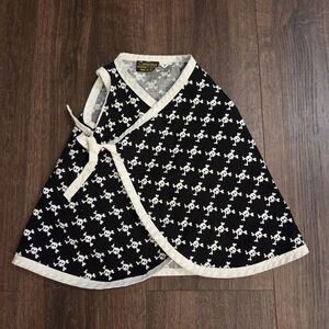 Black and White Skull Print Wrap Skull Kimono Dress